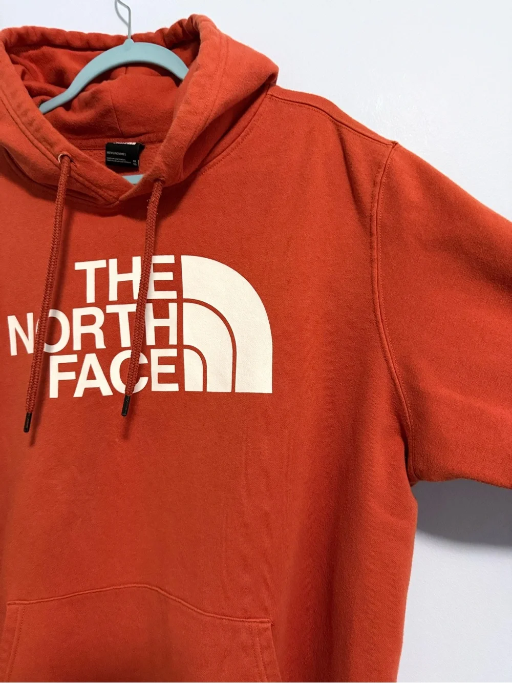 The North Face Men’s XL Hoodie Rust Orange Logo Pullover Sweatshirt